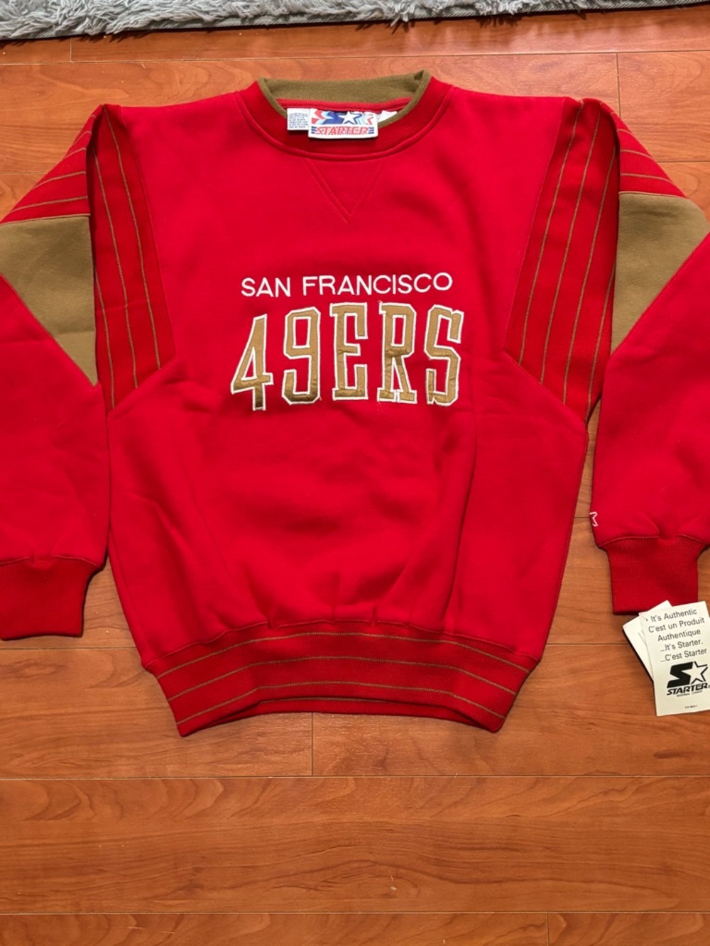 DEADSTOCK VINTAGE STARTER Red San Francisco 49ERS Crewneck -Gold Accents